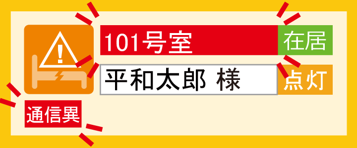 介護用見守り集中管理システム「Yuiステーション」の通信異常通知画面